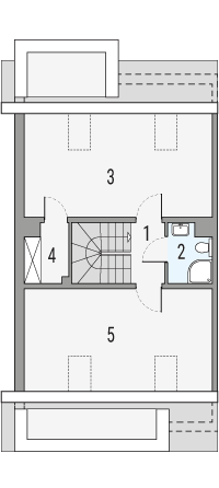 Projekt domu Imbir - segment lewy - rzut poddasza, dom liczy 5 pokoje, 3 łazienki i wc