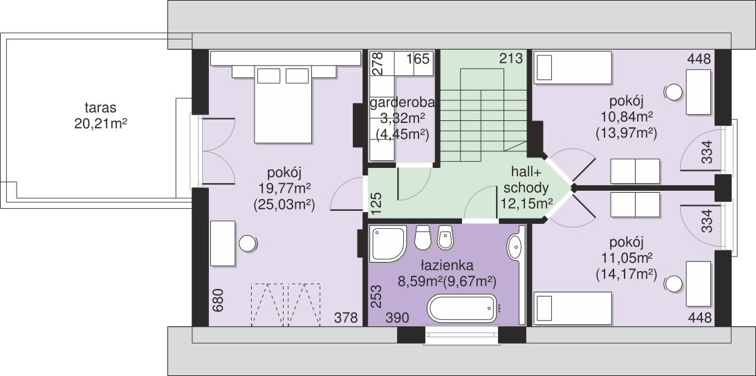 Poddasze projektu Dom przy Kolorowej