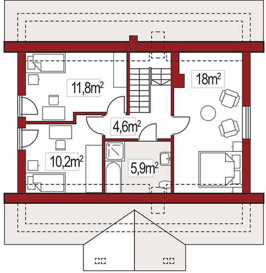 Poddasze projektu Harmonia dworek A