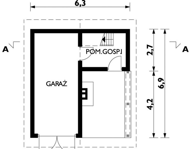 Projekt garażu 22 (226) - rzut parteru, dom liczy 0 pokoje, 0 łazienki i wc