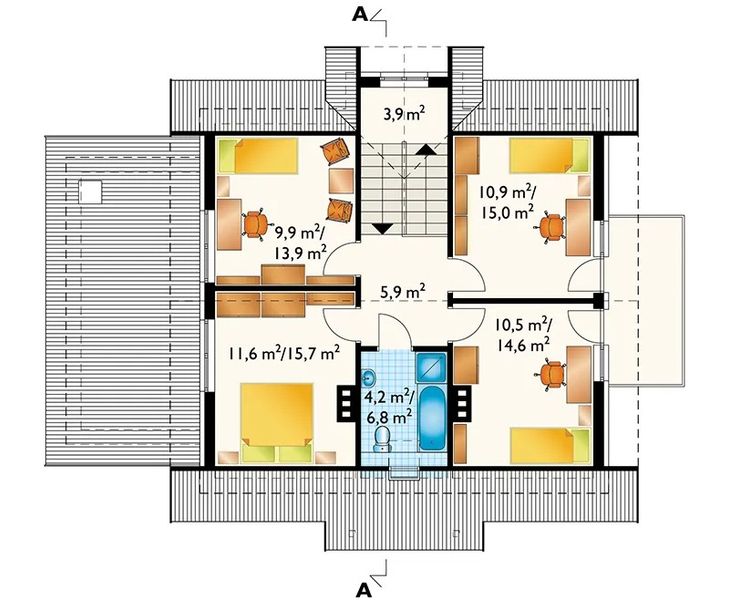 Projekt domu Kowalik (375) - rzut poddasza, dom liczy 5 pokoje, 2 łazienki i wc