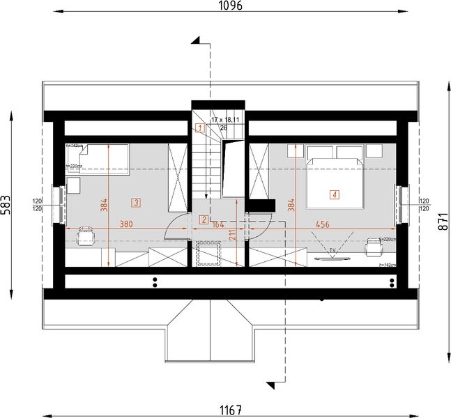 Poddasze projektu D80 - Filip wersja drewniana