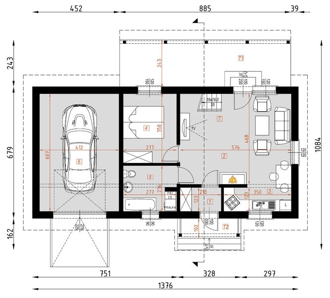 Parter projektu D199 - Paula wersja drewniana