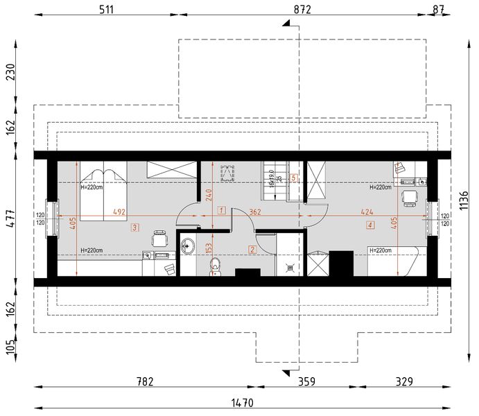 Poddasze projektu D199 - Paula wersja drewniana
