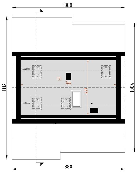 Poddasze projektu D142 - wersja drewniana