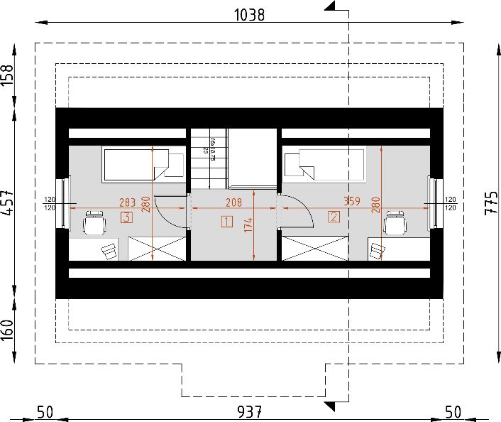 Poddasze projektu D67 - Paulinka I wersja drewniana