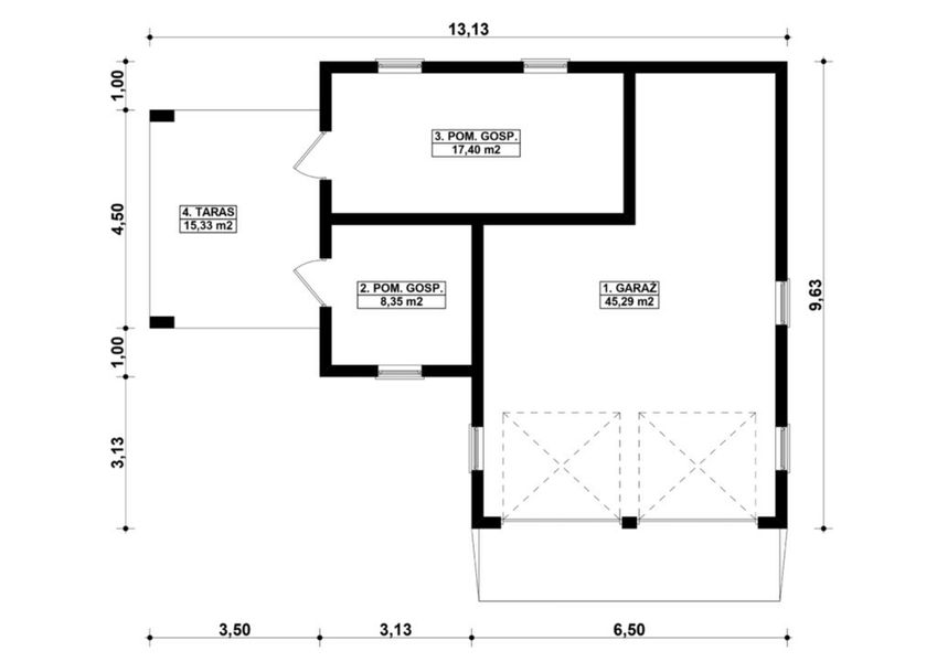 Parter projektu G361 - Budynek garażowo - gospodarczy