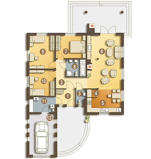 Parter projektu Tomaszek z garażem 1-st. [A]