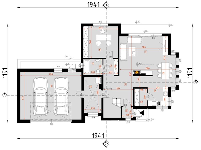 Parter projektu D34A - wersja drewniana