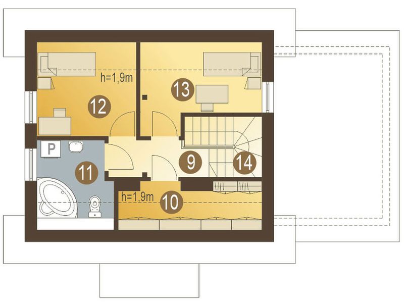 Poddasze projektu Florek z garażem 1-st. [A]