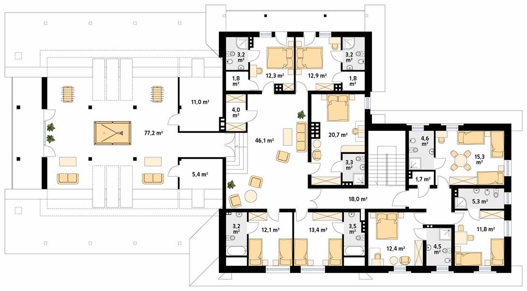 Poddasze projektu Cykada 5 Pensjonat, Hotel, Dom weselny