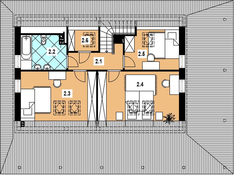 Poddasze projektu L-57 Dom ogrodowa murowany