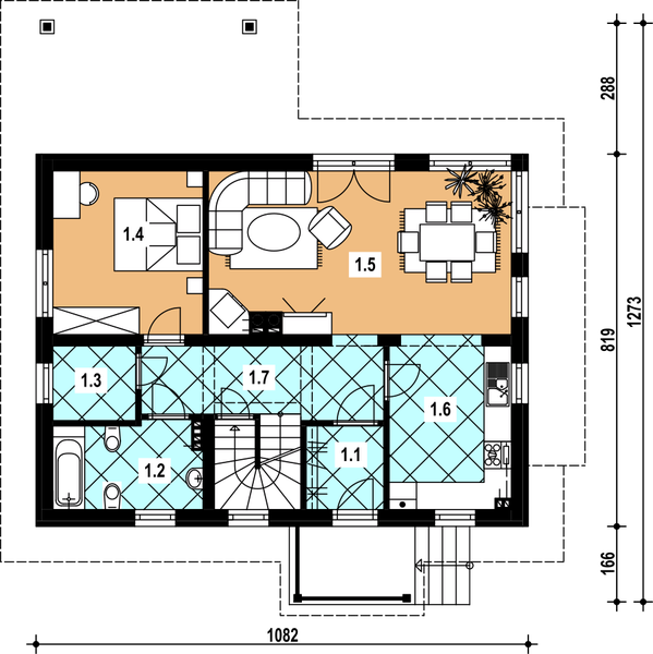 Parter projektu L-99 Dom polna murowany