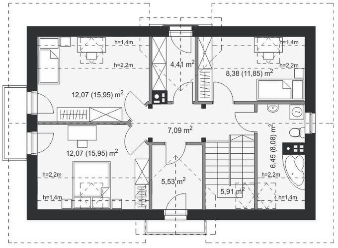 Poddasze projektu Bianco Termo