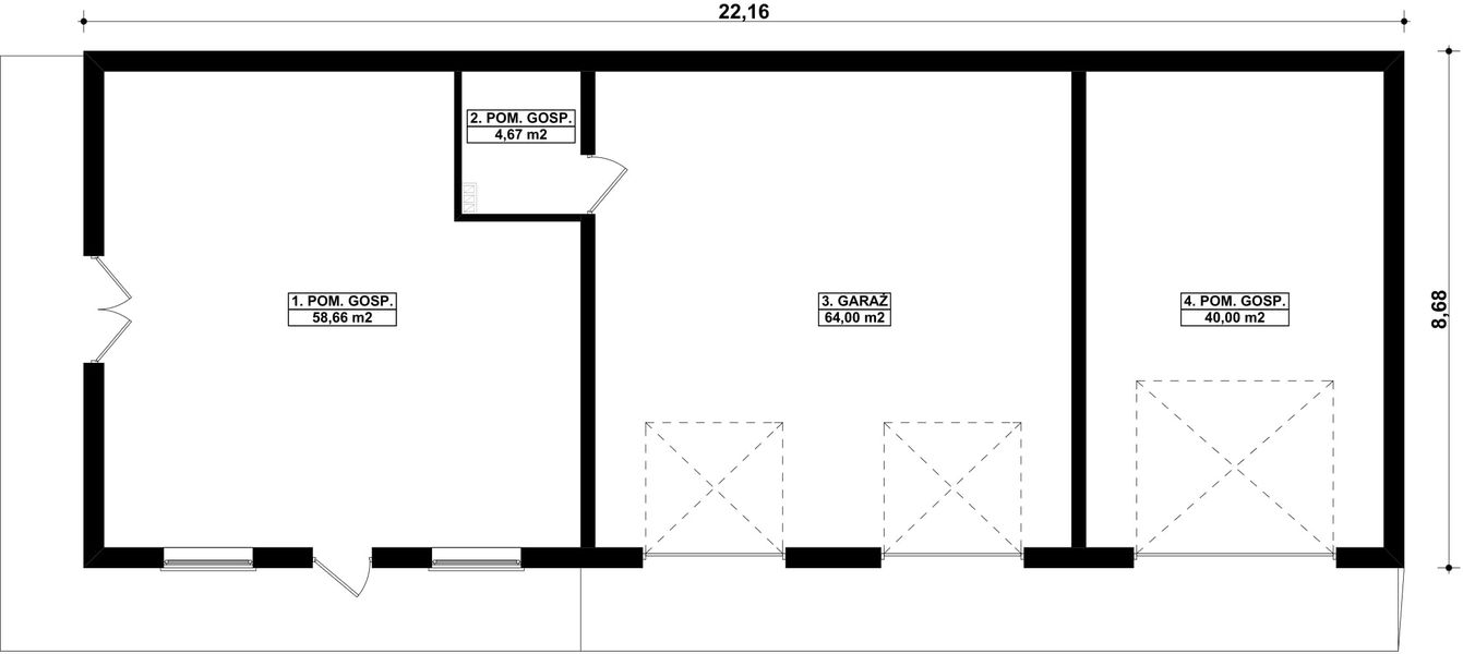 Parter projektu G171 - Budynek garażowo - gospodarczy
