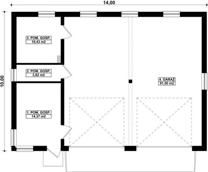Parter projektu G215 - Budynek garażowo - gospodarczy
