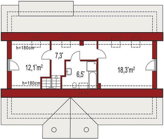 Poddasze projektu Gienia 2 Klasyk A