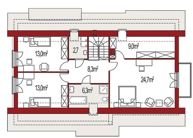 Poddasze projektu Werbena Nova B