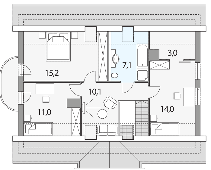 Poddasze projektu Tymek AP garaż