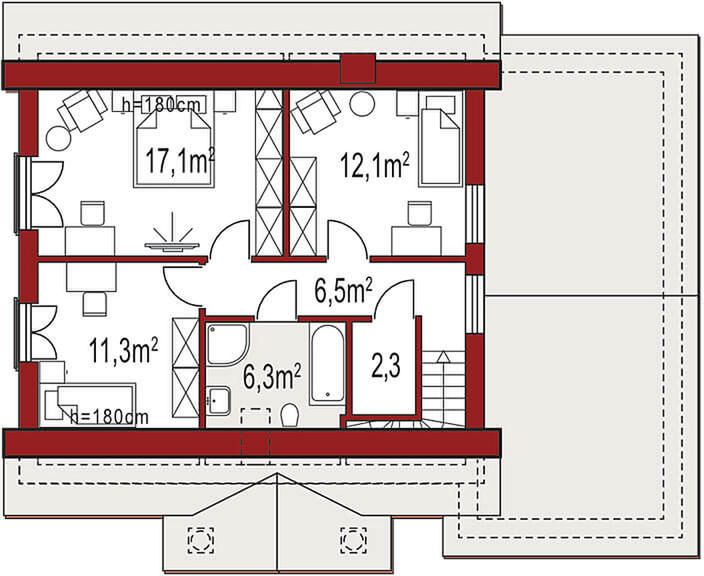Poddasze projektu Hiacynt C Plus