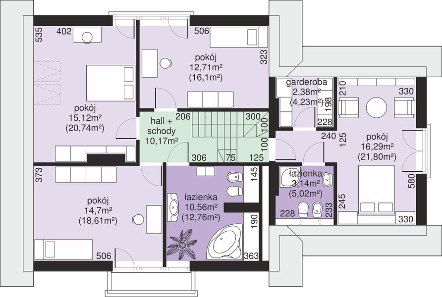 Poddasze projektu Dom przy Cyprysowej 32