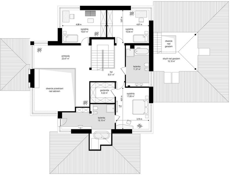 Piętro 1 projektu Dom z widokiem