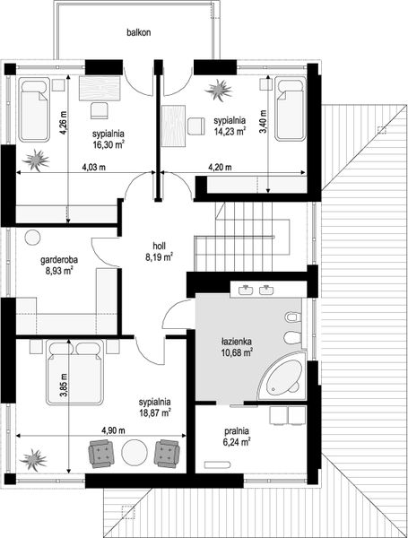 Piętro 1 projektu Helios wariant E