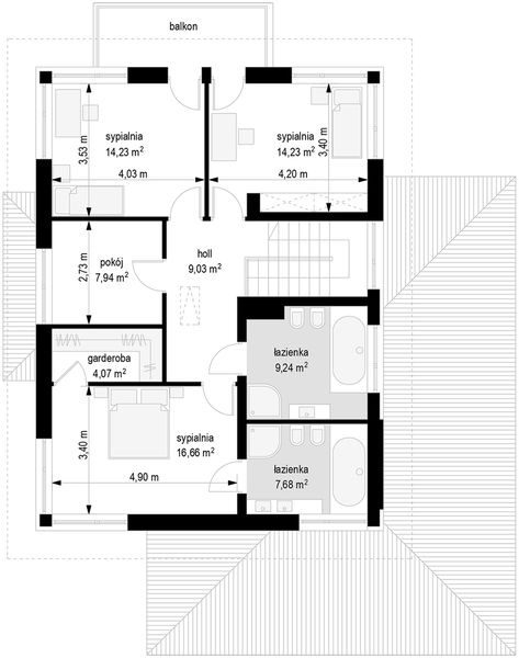 Piętro 1 projektu Helios wariant D