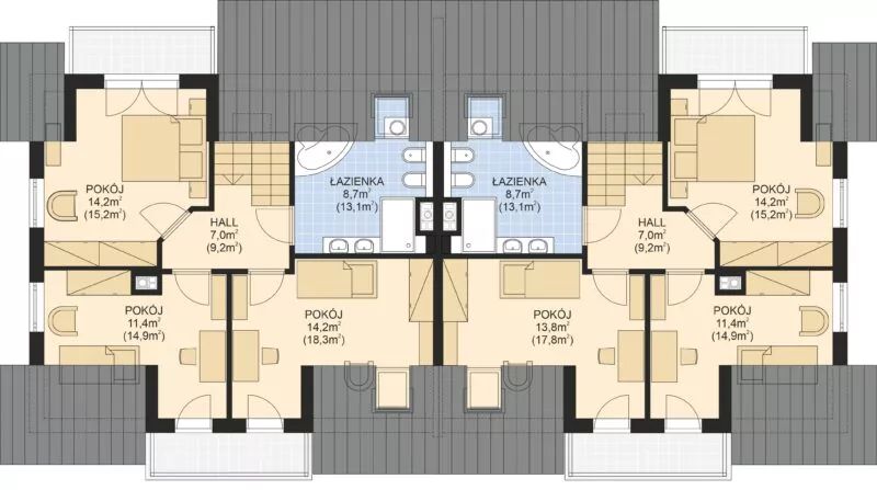 Poddasze projektu APS 254 dwulokalowy