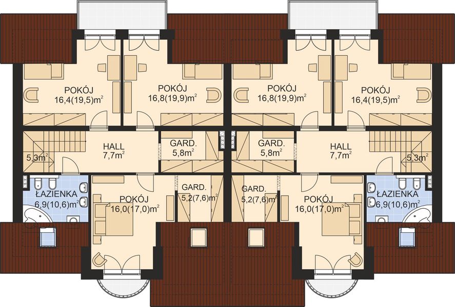 Poddasze projektu APS 185 dwulokalowy