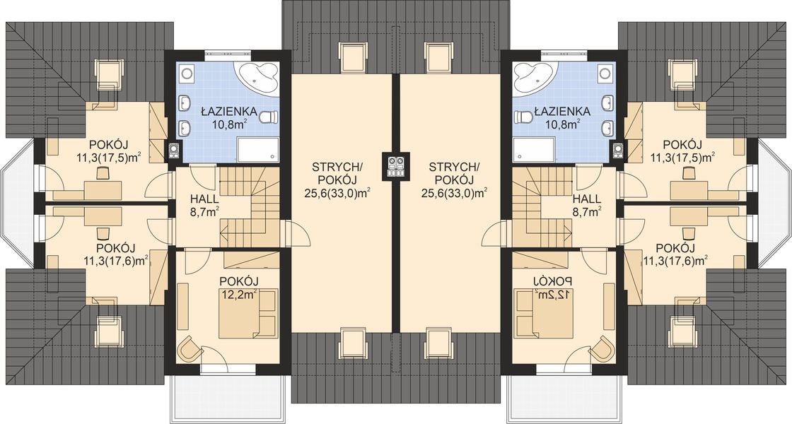 Poddasze projektu APS 216 dwulokalowy
