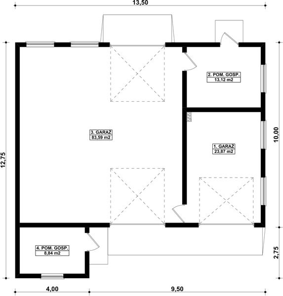 Parter projektu G229 - Budynek garażowo - gospodarczy