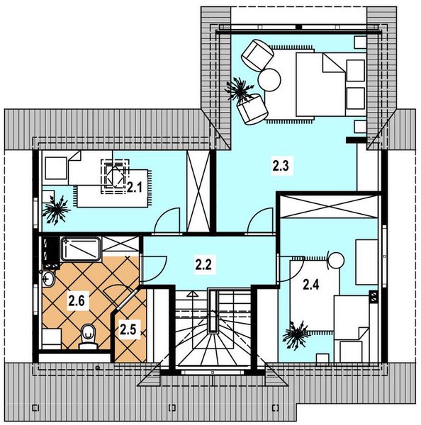 Poddasze projektu A-131 Dom borsucza szkieletowy