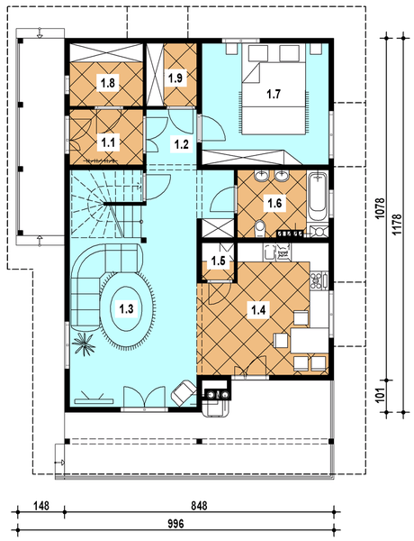 Parter projektu A-124 Dom szkieletowy
