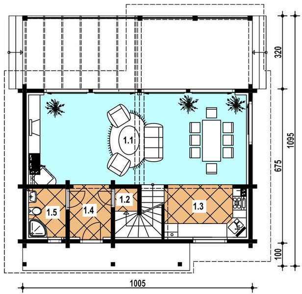 Parter projektu A-131 Dom borsucza z bali