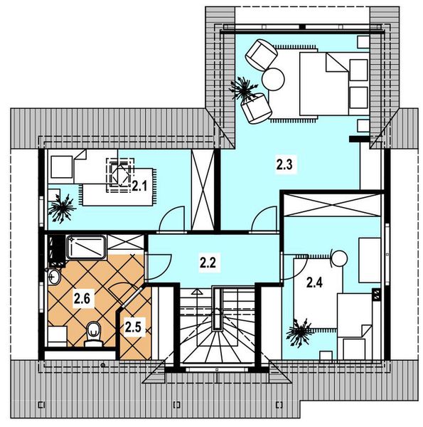 Poddasze projektu A-131 Dom borsucza z bali