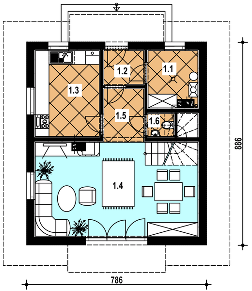 Parter projektu A-130 Dom lipowa szkieletowy