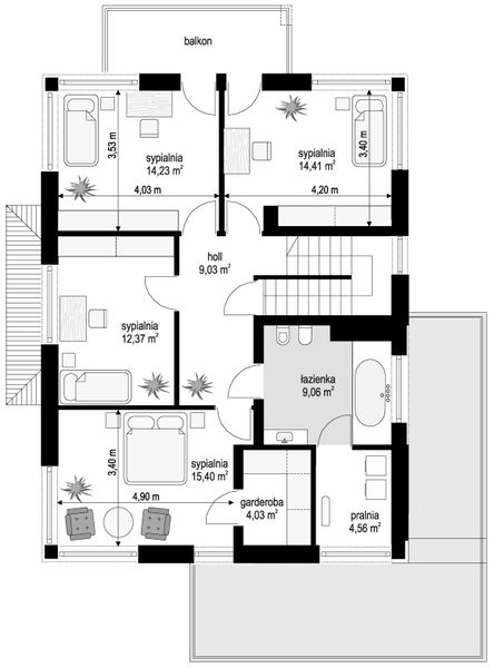 Piętro 1 projektu Helios wariant F