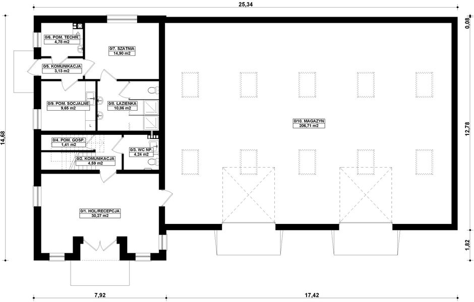 Parter projektu G236 - Budynek magazynowo - biurowy
