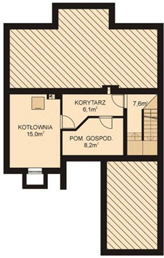 Projekt domu APS 174 - rzut piwnicy, dom liczy 4 pokoje, 2 łazienki i wc