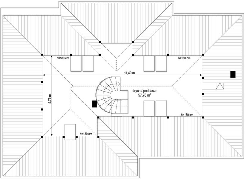 Poddasze projektu Riwiera 3 wariant E