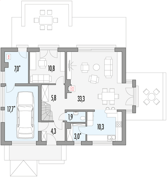 Parter projektu Robin wersja B z wykuszem paliwo stałe