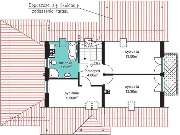 Poddasze projektu BW-49 wariant 14