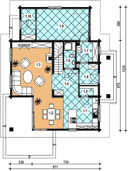 Parter projektu A-132 Dom z bali
