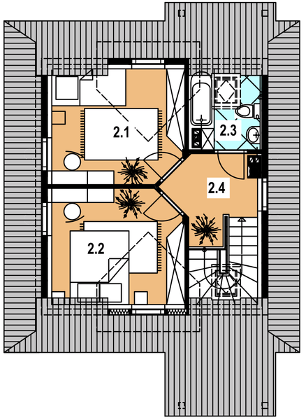 Poddasze projektu A-136 Dom zachodnia z bali