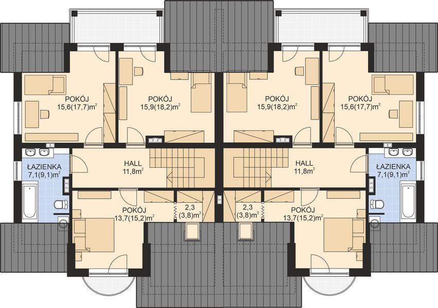 Poddasze projektu APS 107 dwulokalowy