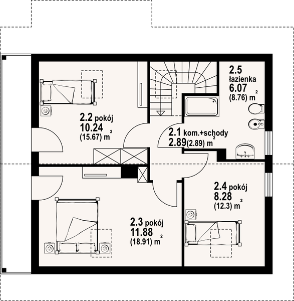 Poddasze projektu Świdnica mała dws