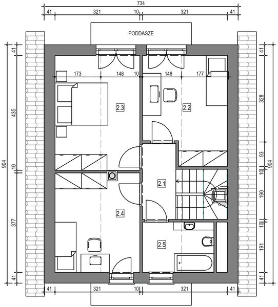 Poddasze projektu Domek Mały (004 ES)