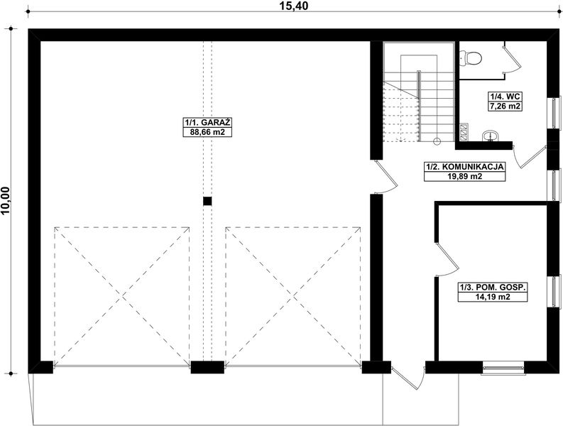 Parter projektu G262 - Budynek garażowo - gospodarczy