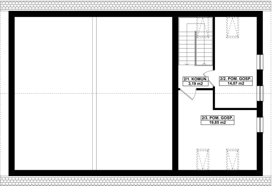 Poddasze projektu G262 - Budynek garażowo - gospodarczy